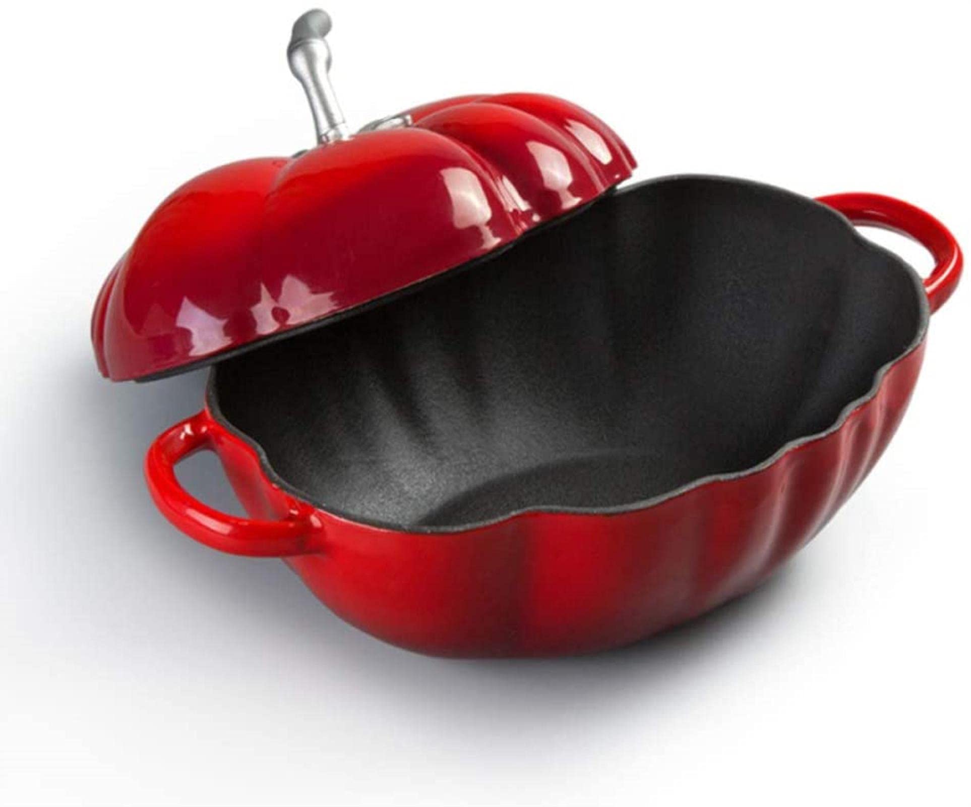 Olla de Esmalte de Tomate Cazuela de Hierro Fundido para Horno holandés Olla de Sopa de Fondo Plano Espesada con Tapa, Saludable y Duradera, Adecuada para