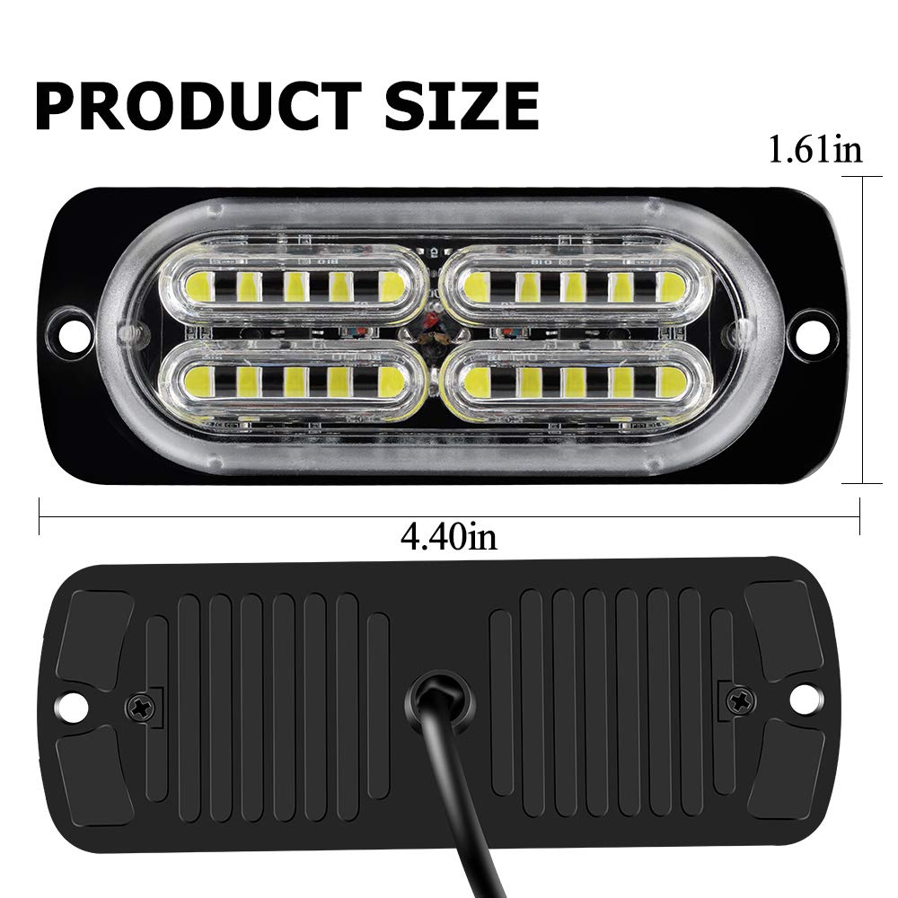 Kit 4 Feux Stroboscopiques LED Ultra Mince 20 LED - 12-24V - 18 Modes Clignotement - Étanche IP65 - Pour Camion, Remorque, Véhicule De Chantier - 9