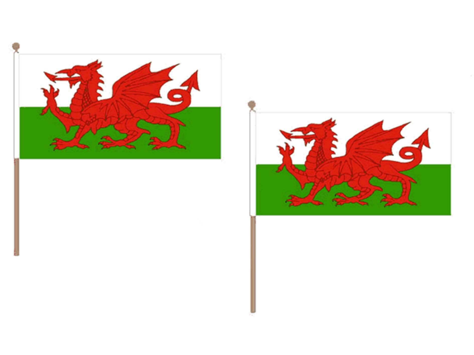 Drapeau Pays de Galles 45x30cm HAMPE en bois pour supporters du XV de Galles