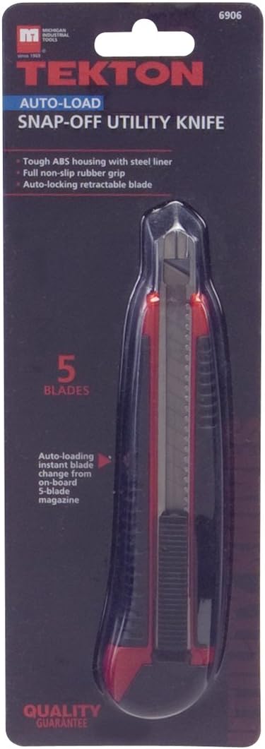 TEKTON 6906 Compact Auto-Load Snap-Off Utility Knife, 9mm