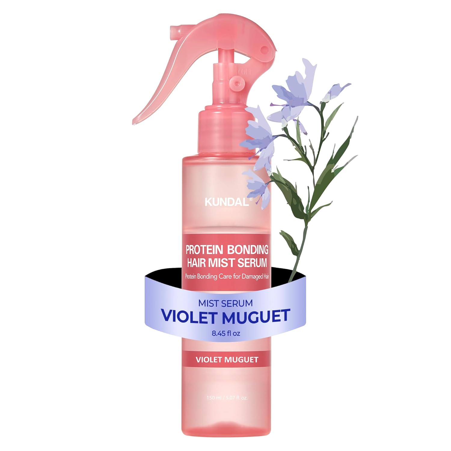 KUNDAL Hair Mist Serum, Vegan Protein Bonding, Restore Flexibility & Smooth Finish, Lightweight Texture, Violet Muguet, 150ml