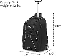 Vista 3 de High Sierra Freewheel Mochila con ruedas para laptop, Negro, Tamaño único