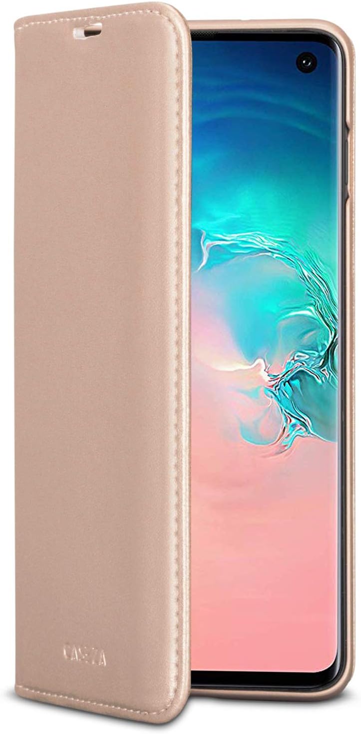 CASEZA Samsung Galaxy S10 Flip Case Rose Gold PU Leather Oslo Premium Vegan Leather Wallet Book Folio Cover for the Original Galaxy S 10 (6,1 inch) - Ultra Thin with Magnetic Closure
