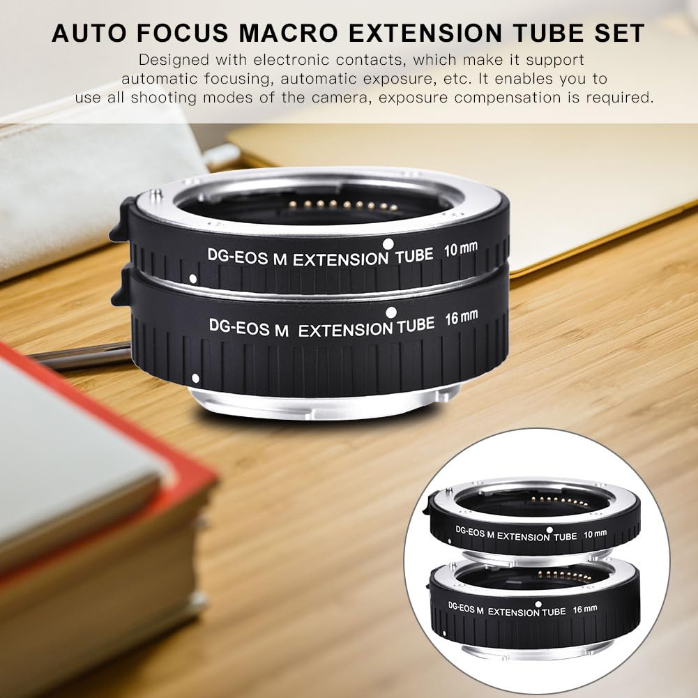 Juego de Tubos de extensión Macro de Enfoque automático de 10 mm + 16 mm para cámaras DSLR (DG-EOS M)