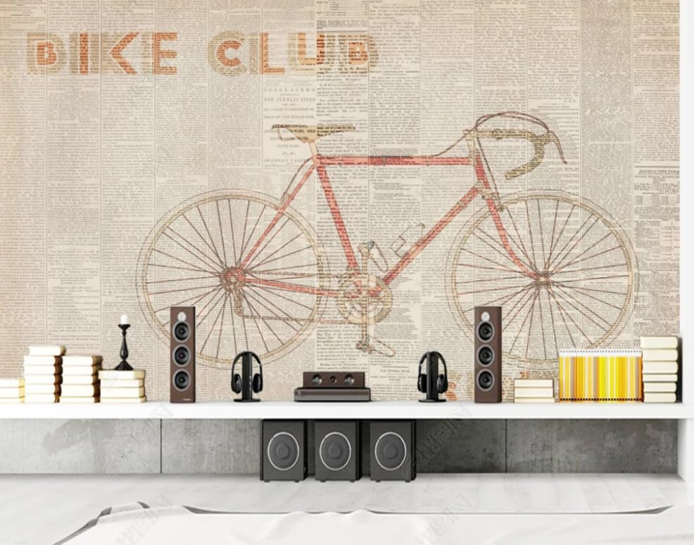 Papier Peint Intissé Vélo Dessin à la Main Poster Géant Mural pour Salon et Chambre 350x256 cm