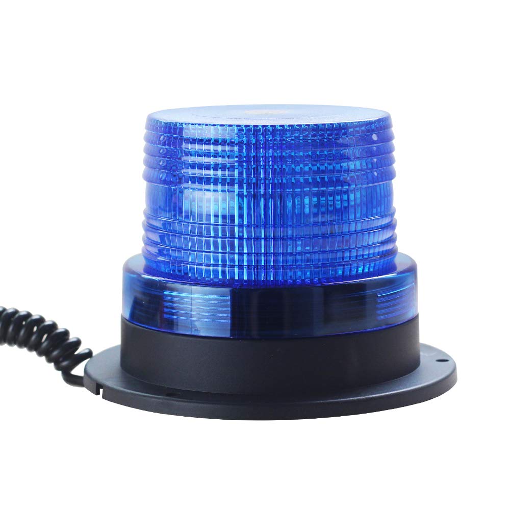 LED Blue Strobe Light 12V Emergency Magnetic Flashing Warning Strobe Beacon with Cigarette Lighter Plug for Truck Cars Ambulance Vehicle
