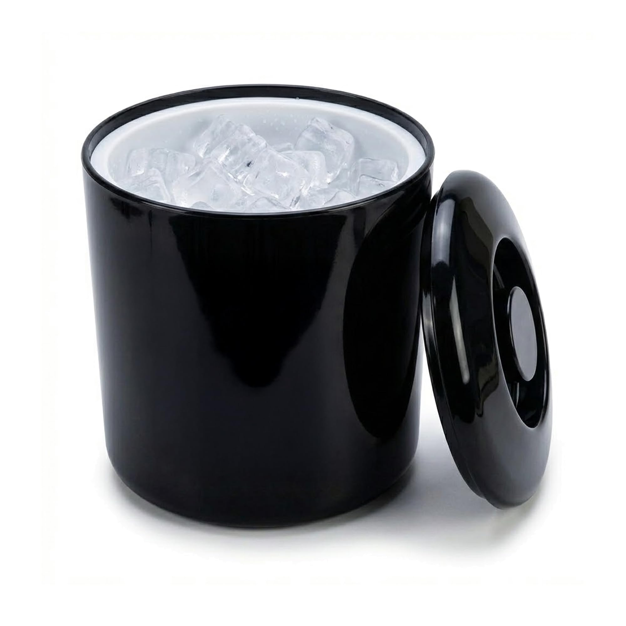 Cubo de hielo aislado Chabrias Ltd negro de 4 litros con tapa para mantener el frescor