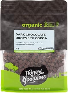 Honest to Goodness, Organic Dark Chocolate Drops 55% Cocoa, 1 kg - A Luxurious Dark Chocolate Flavor, with a Smooth and Ve...