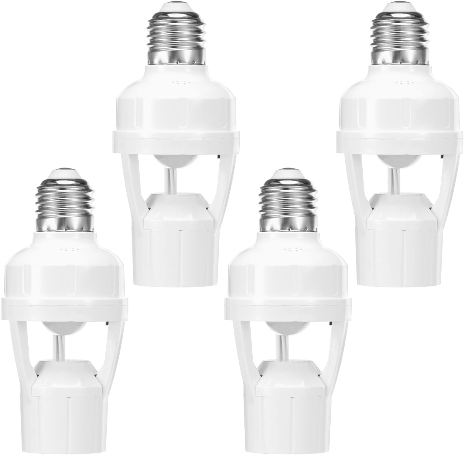 4Pcs Motion Sensor Light Bulb Socket, Easy to Install Screw in Motion Sensor Light Socket, Smart Motion Activated Light Socket for Front Door Porch Garage Basement Hallway Closet