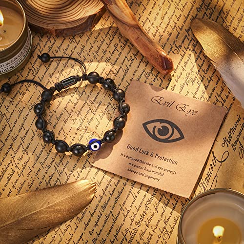 Evil Eye Bracelet for Men Natural Stone£¨8mm£© Adjustable Bracelet Protection Good Luck Amulet for Boy4
