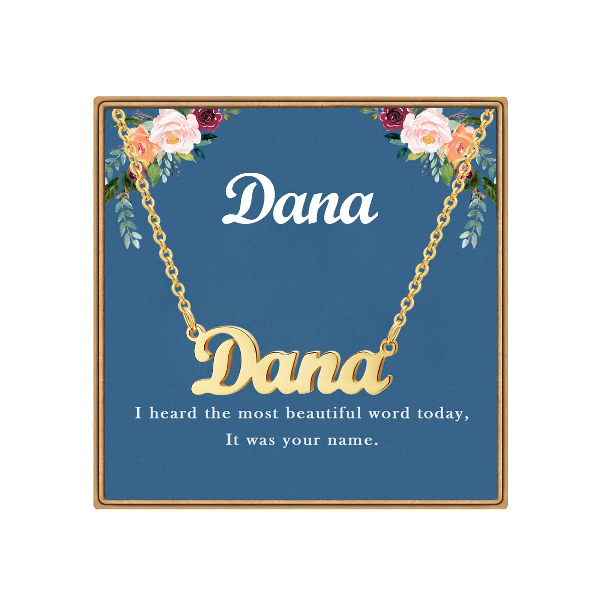 LdurianName Necklace Personalized, Customized Name plate necklace,14K gold Plated Personalized Dainty Name Necklace for women girl, Birthday jewelry Gift for Women