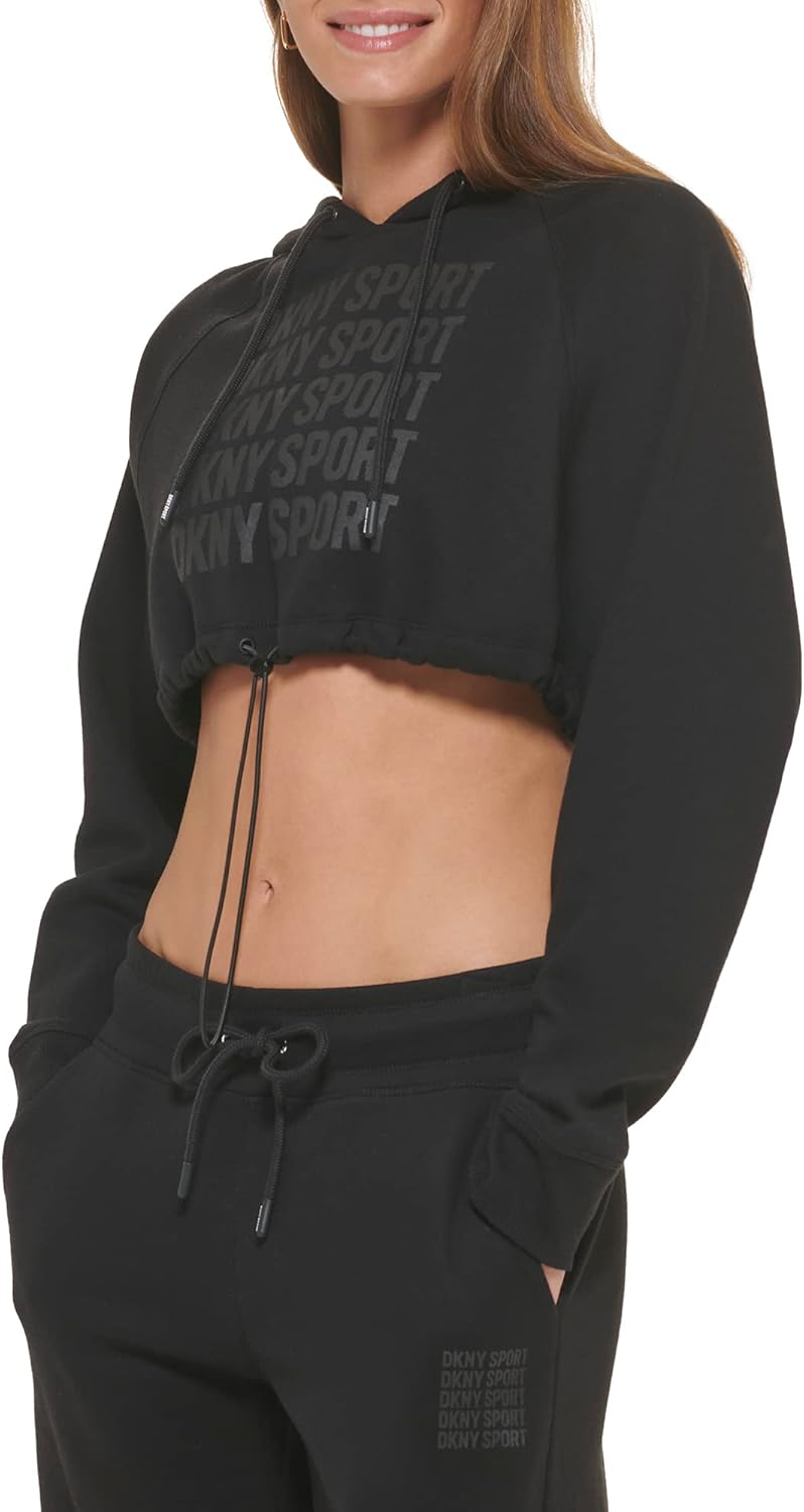 DKNY Womens Sport Half Zip Sweater Fleece Funnel Neck Jacket, Black, X-Large US