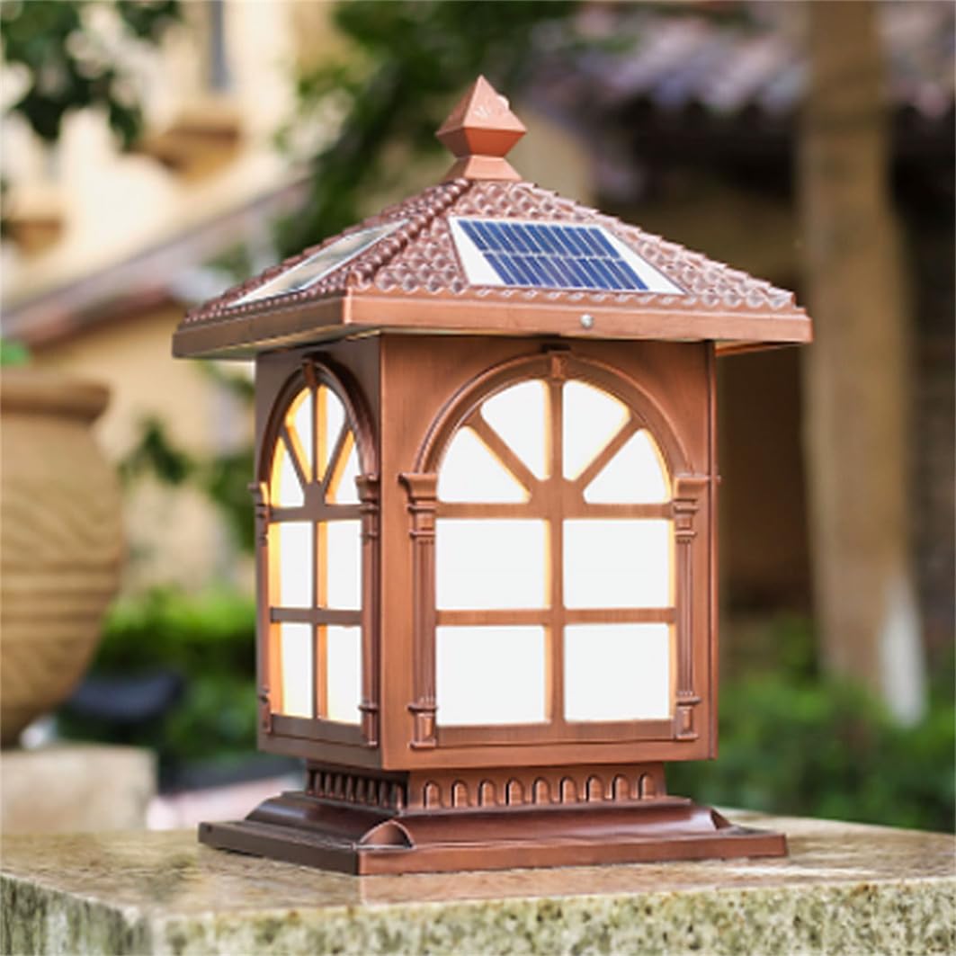 HCIPJQY American Retro Fence Post Solar Lights Outdoor Exterior Pillar Light Waterproof Decor Lanterns Lights European Vintage Post Lamp for Yard Garden,Backyard,Walkway Patio Posts