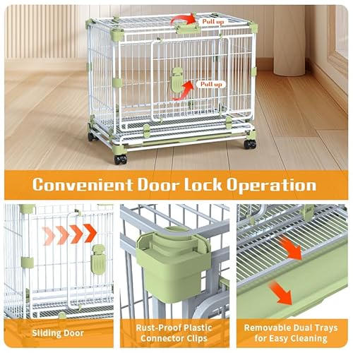 Suchown Gaiola empilhável para cães de 61 cm com duas portas e rodas removíveis, bandejas de camada
