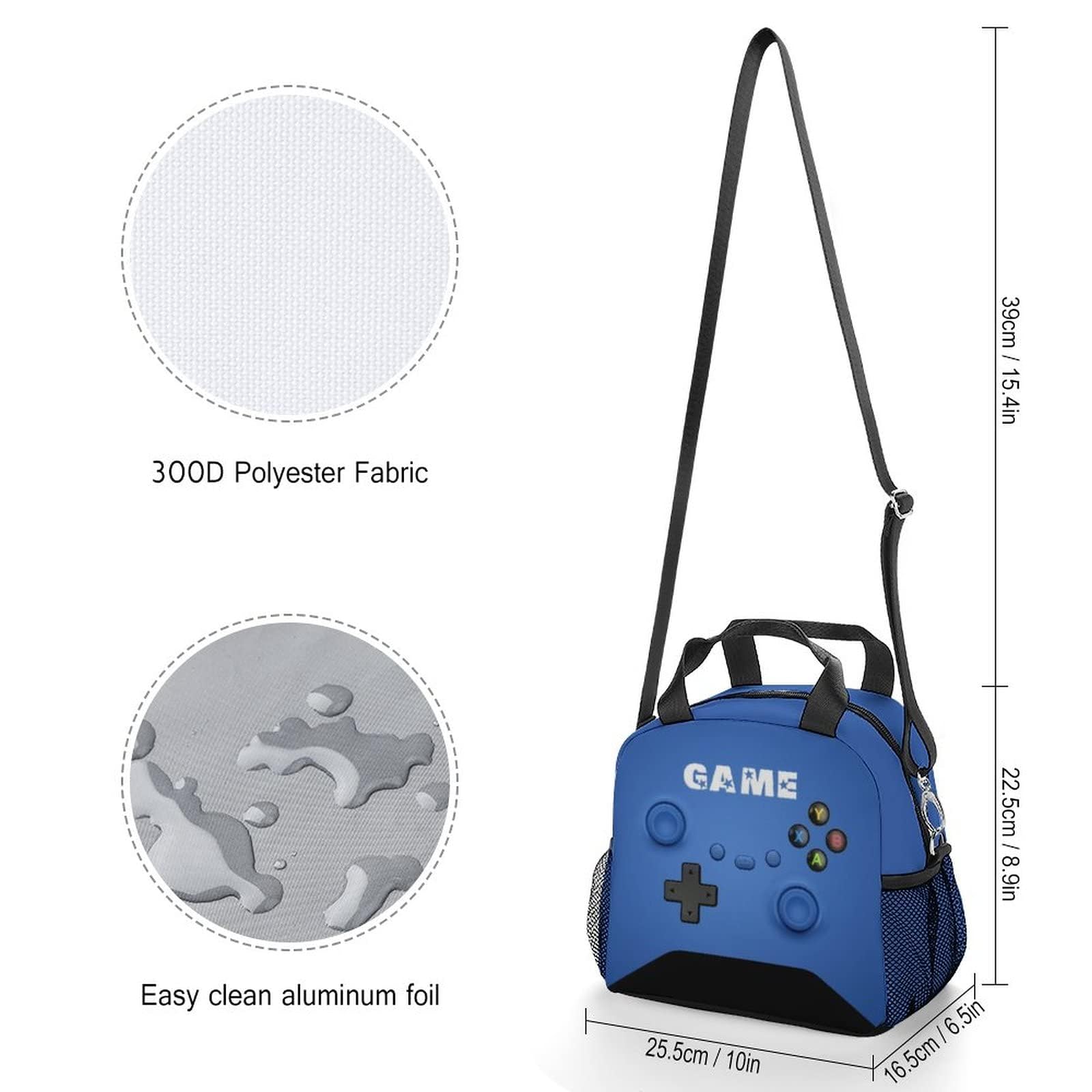 Bolsa de almuerzo para niños y niñas, jugadores, almuerzo aislado para videojuegos para la escuela, entrenamiento, viaje, caja reutilizable, caja térmica de comida