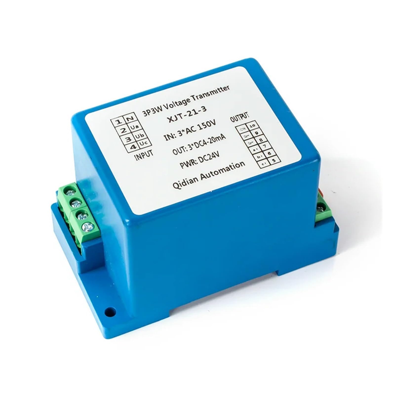 PEQYUACTE AC Voltage Sensor Transmitter 0-100V 0-220V 0-380V 3 Phase 4-20mA 0-10V 0-5V RS485 3P3W 3P4W Voltage Transducer Transmitter DC24V(Input Ac 0-465v,RS485)
