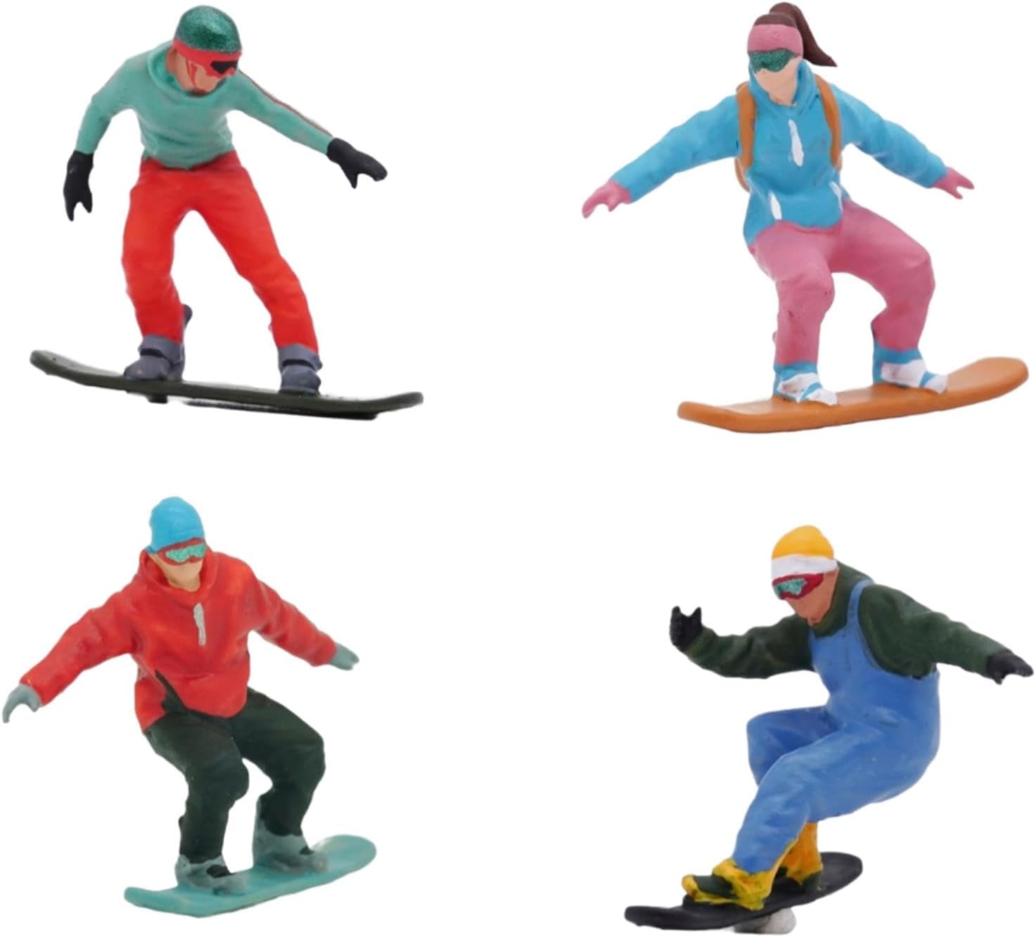 4 Pieces 1/64 Scale Ski Figure for Fariy Garden Micro Landscape Railway Sets