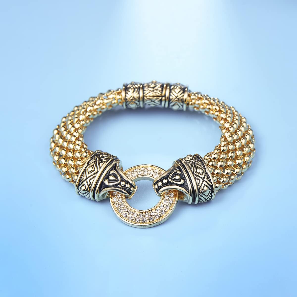 UNY Popcorn Chain Center Circle Pave Stone Unique Bracelet Magnetic Claps Designer Inspired Jewelry image 2