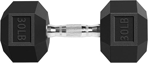 LISSA - Mancuernas de mano, juego de 1 mancuerna hexagonal de goma con asas de metal, 1 mancuerna pesada, antideslizante, antideslizante y