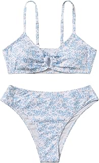 QJQ Girl's 2 Piece Swimsuits Disty Floral Ring Linked Bathing Suit Cute Bikini Sets
