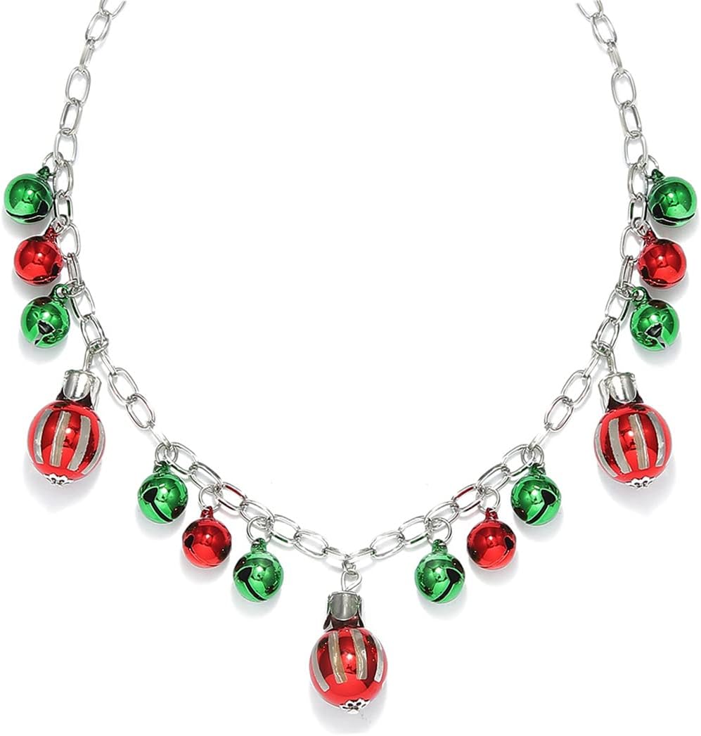 Sixexey Christmas Jingle Bell Necklaces Xmas Necklace Holiday Party Necklace Jewelry