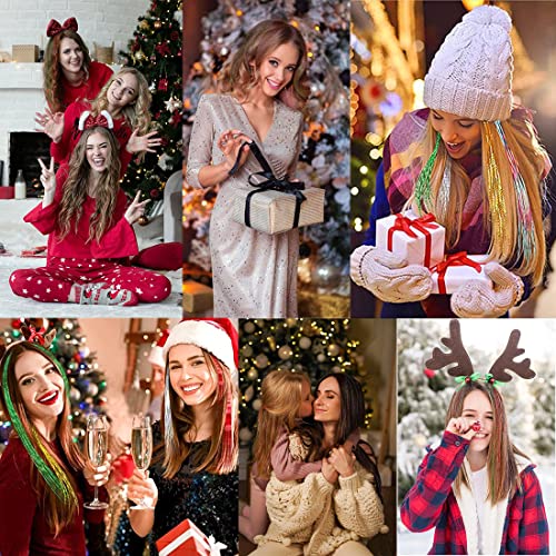 Hair Tinsel Kit, 47 Inch 13 Colors Hair Tinsel Extensions With Tools 2600 Strands Fairy Hair Tinsel Heat Resistant For Women Girls Sparkling Christmas New Year Halloween Cosplay Party (13 Pcs/Pack) #TOP6