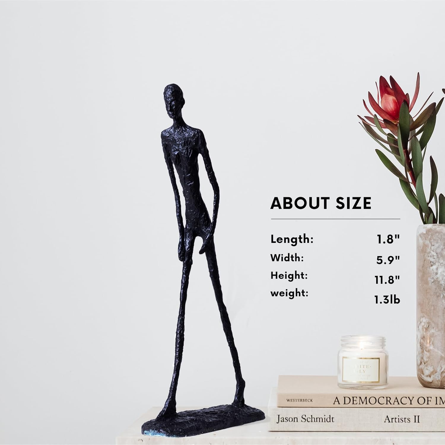 Giacometti Walking Man Bronze Statue 11.8" – Handcrafted Art Deco Sculpture, Museum-Quality Office & Home Exclusive Modern Decorative, Unique Gift for Collectors