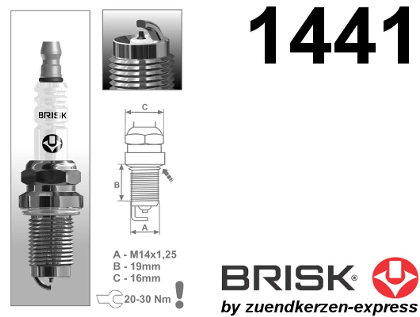 BRISK Iridium Racing DOR14IR 1441 Zündkerzen, 6 Stück