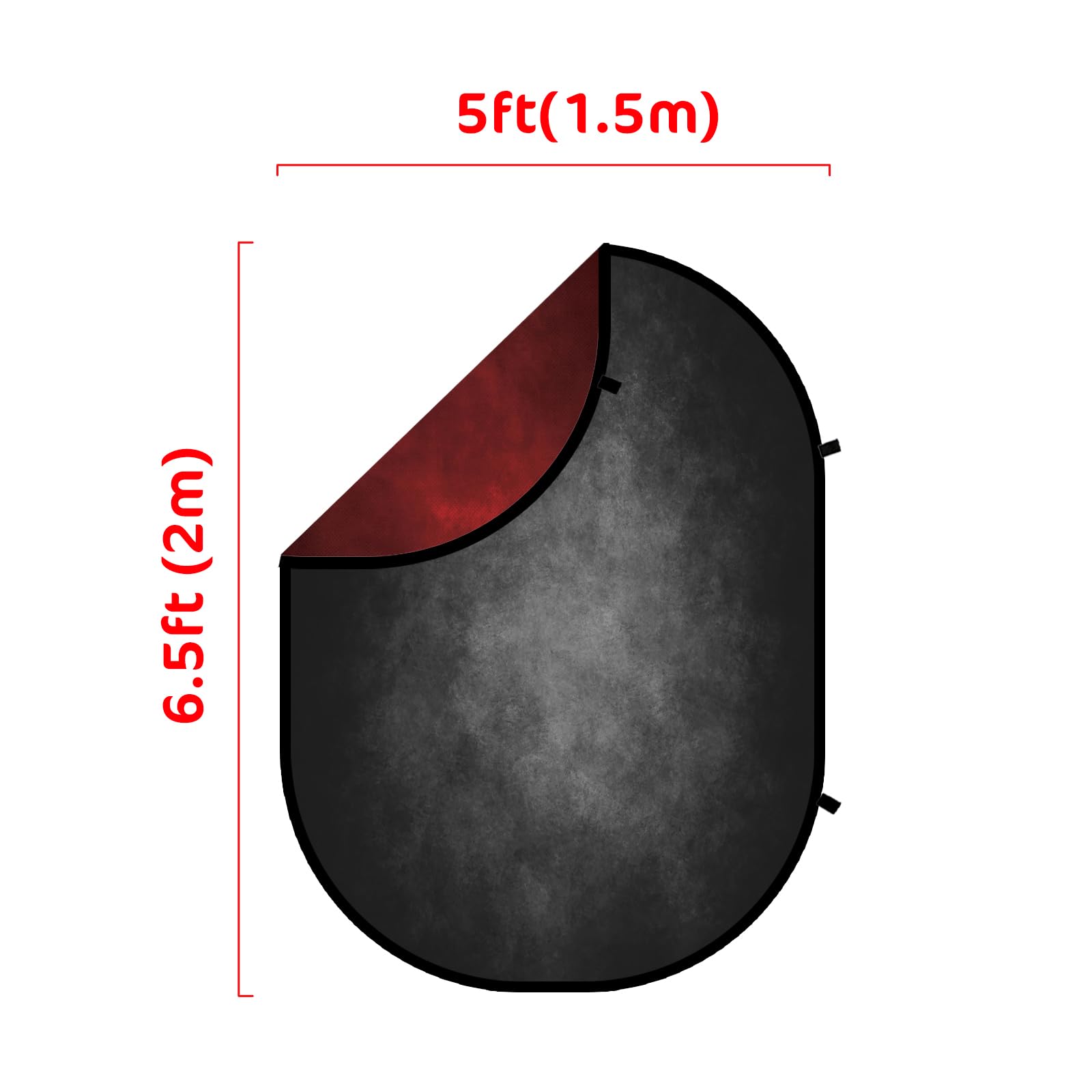 Kate 1,5x2m rosso/nero fondale pieghevole pop up Backdrop pieghevole per la riunione online Ritratto Fotografia Studio Photo Props