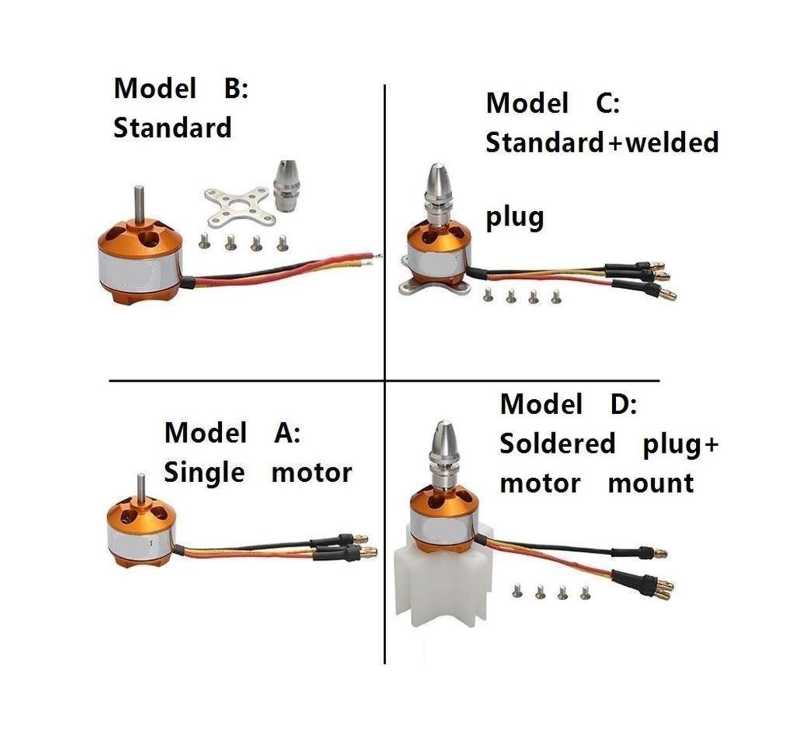 Motor sin escobillas A2208 1000-2600KV for avión RC y drones de ala fija