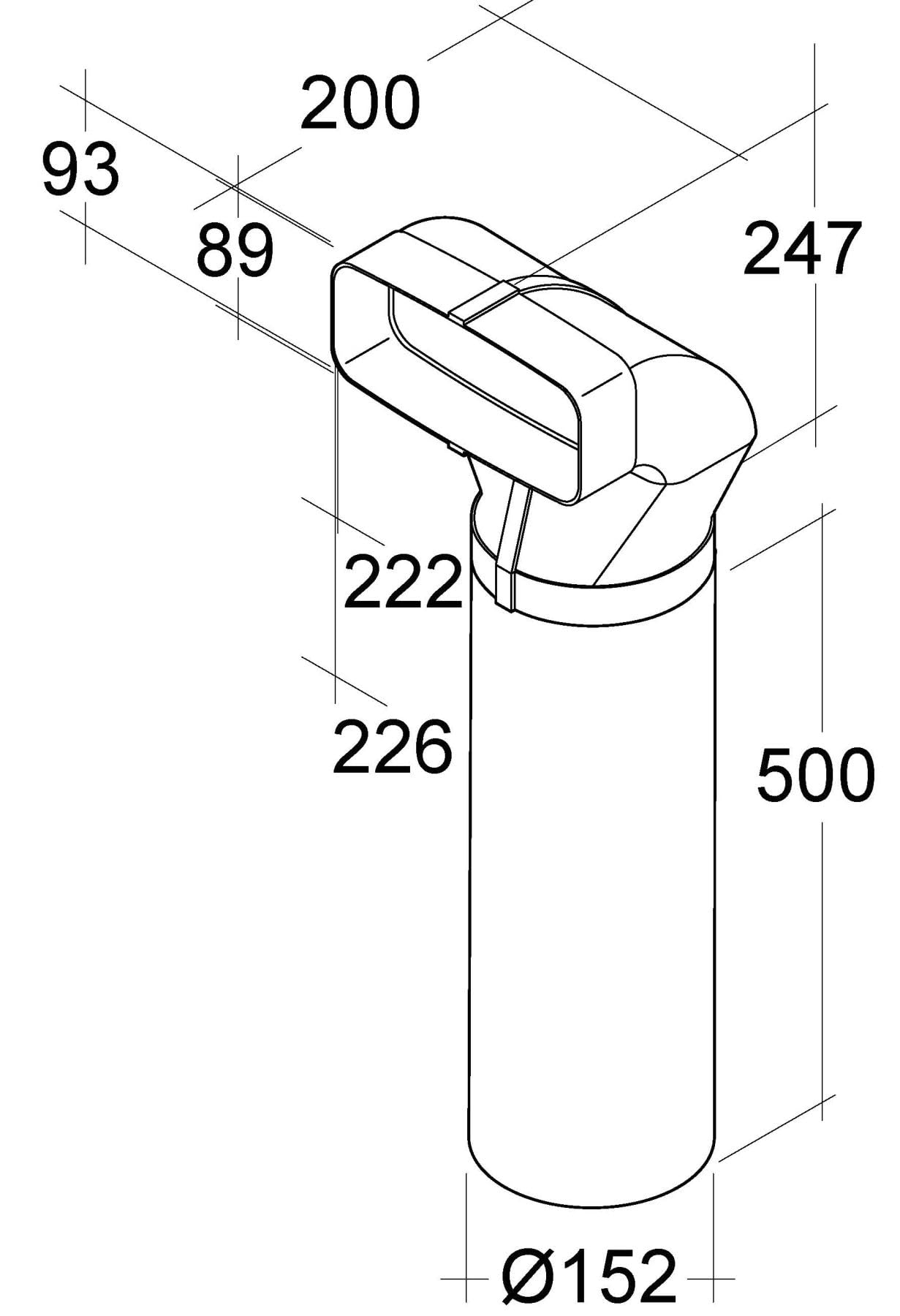 Vogt Flachkanalsystem 150 optimAIRo Umlenkstück Kombi weiß 222 x 89 mm