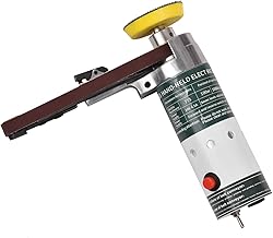Henniu Lixadeira de cinta elétrica Mini lixadeira de cinta Moedor elétrico pequeno Retificadora Lixadeira de cinta elétrica portátil com cintas de lixa