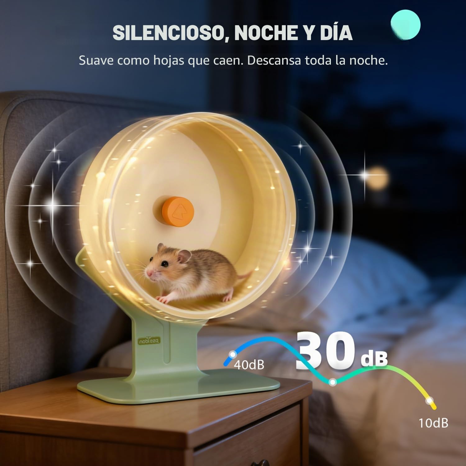 Nobleza Rueda Hamster Silenciosa 22CM, Rueda de Ejercicio de Altura Ajustable con Base Antivuelco y Pista sin Costuras, Accesorios para Jaula de Hámster Sirio, Gerbos y Erizos |