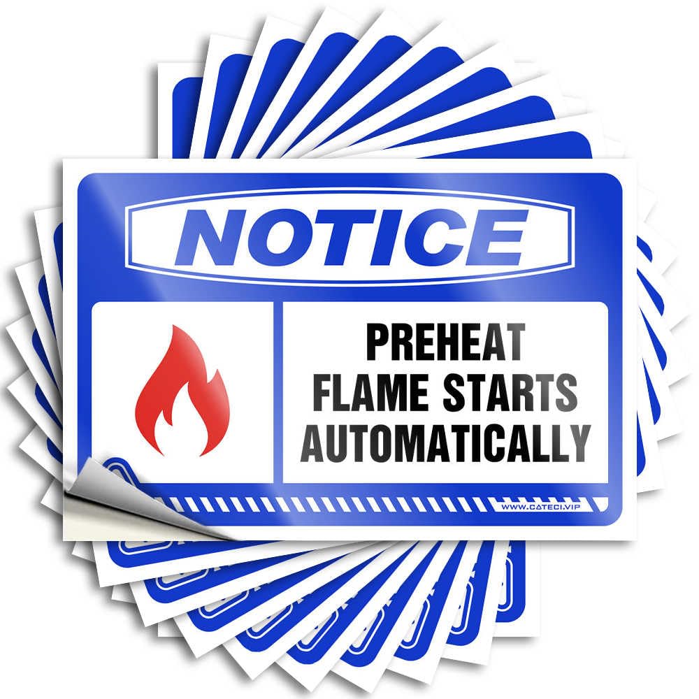 Decal Collection Golden Notice Preheat Flame Starts Automatically for Truck - Home Gifts Easy Peel Removable(12X18CM)