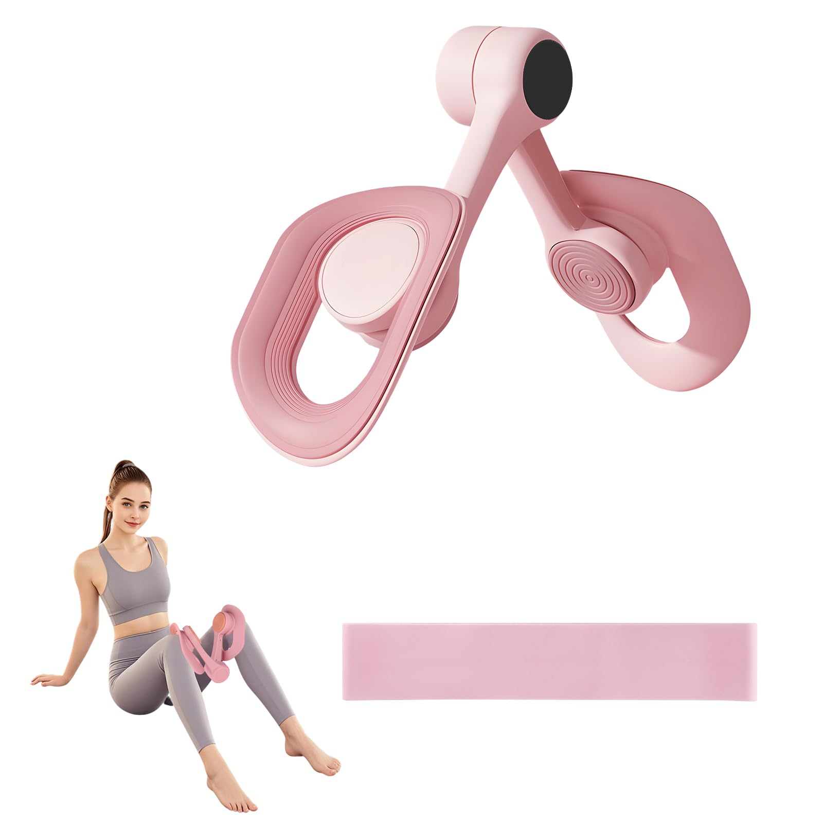 Beckenboden Trainingsgerät - Sportgeräte Zuhause zum Training der Oberschenkel, Oberschenkeltrainer mit Anti Rutsch Design, Postpartum Beckenbodentrainer mit Einem Elastischen Stretchband