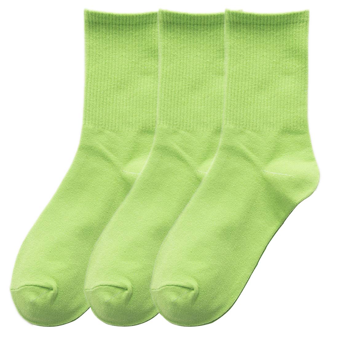 Hamjax Women's Fruit Green 3 Pairs Casual Crew Socks Walking Cotton Socks,