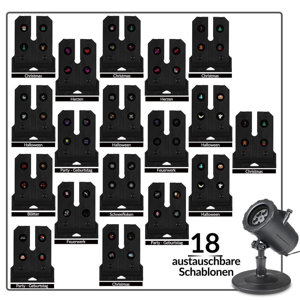 MONZANA LED Projektor Weihnachten Außen Innen 72 Motive Bunt IP44 Beleuchtung
