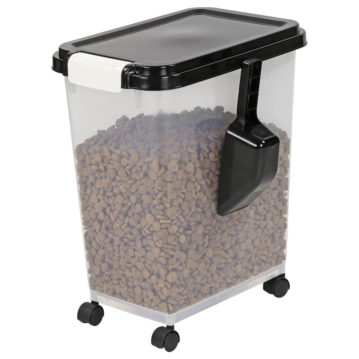 Livhome 20L Airtight Pet Food Storage Container with Scoop & Casters Dry Food Dispenser for Dogs & Cats (Black)