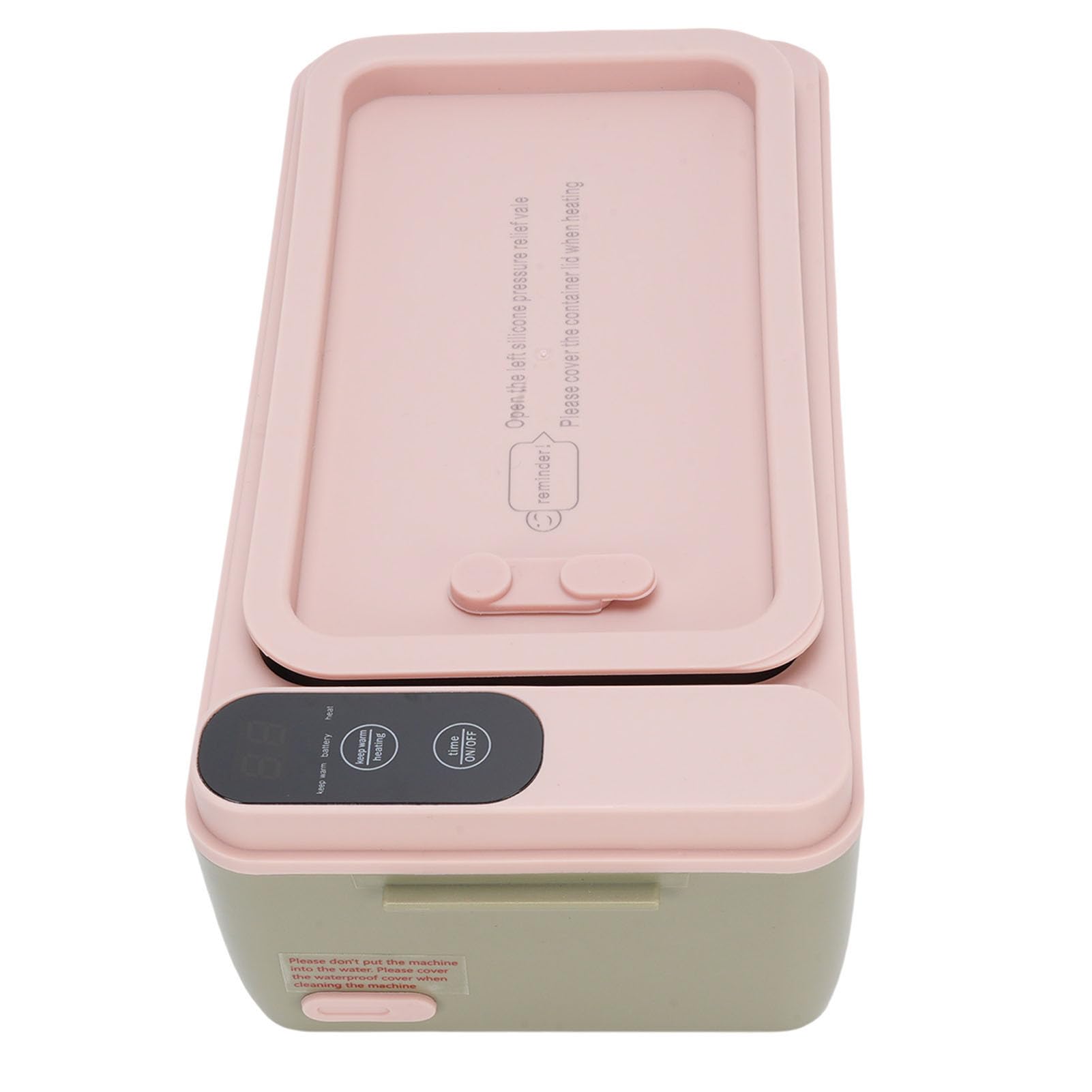 Kabellose Elektrische Lunchbox 40W, Warmhaltebox für Essen mit 1L 304 Edelstahl-Innenbehälter und Auslaufsicherer Design für Reisen, Arbeit, Outdoor (GREEN)