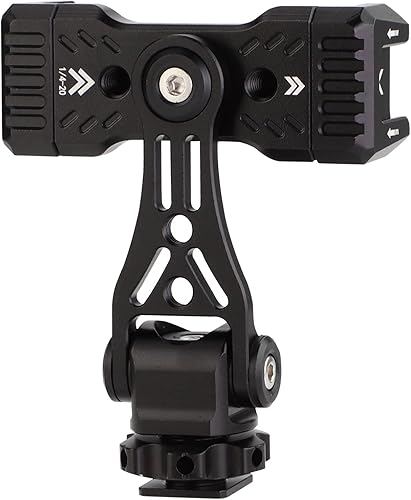 Miniatura 2 de LEFTFOTO Adaptador universal multifuncional de aluminio para teléfono, soporte de trípode para teléfono con zapata fría y rosca de 14 pulgadas,