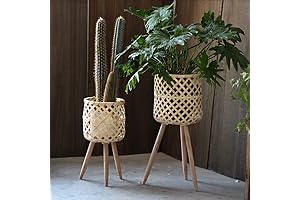 RISEON Modern Rattan Planter with Legs
