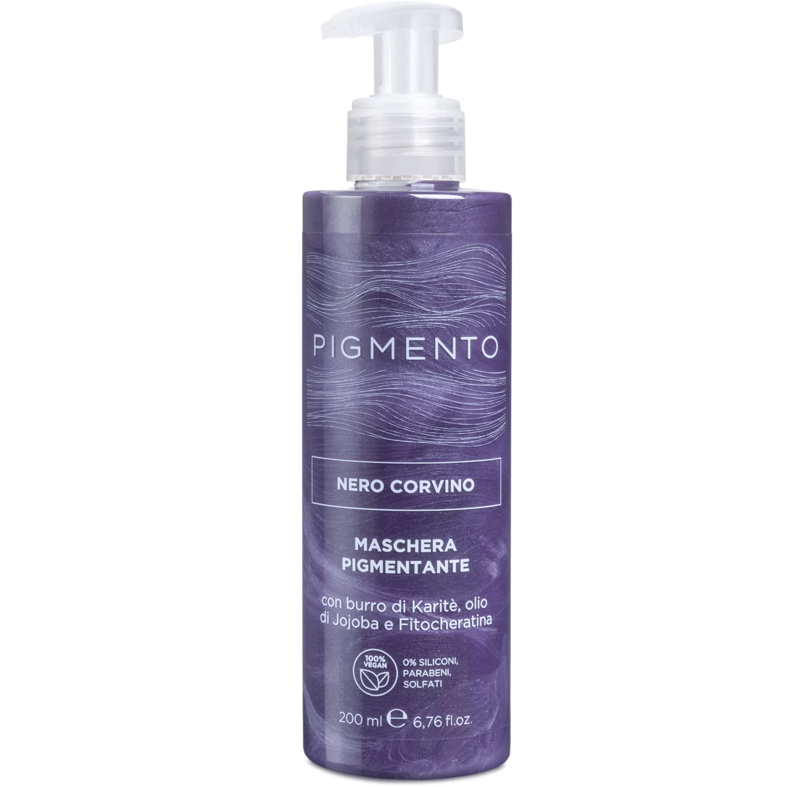 Pigmento, Masque Neutralisant pour Cheveux Colorés, Traitement Revitalisant au Beurre de Karité et Huile de Jojoba, Coloration Noir Jais, Nourrit et Rend les Cheveux Soyeux, 200ml