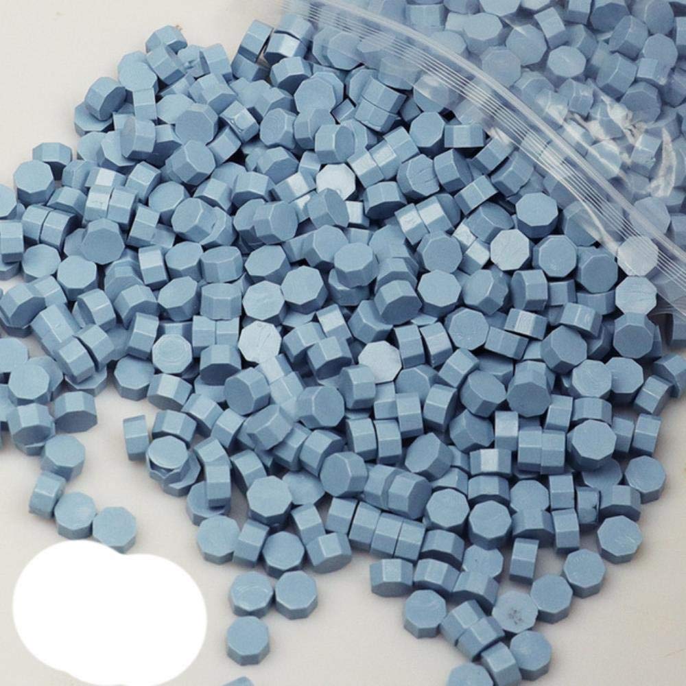 500 g ottagonale di cera di sigillamento granulato fai da te scatola regalo di nozze invito ufficio uva bottiglia di vino sigillo cera 1450pcs-Haze blu