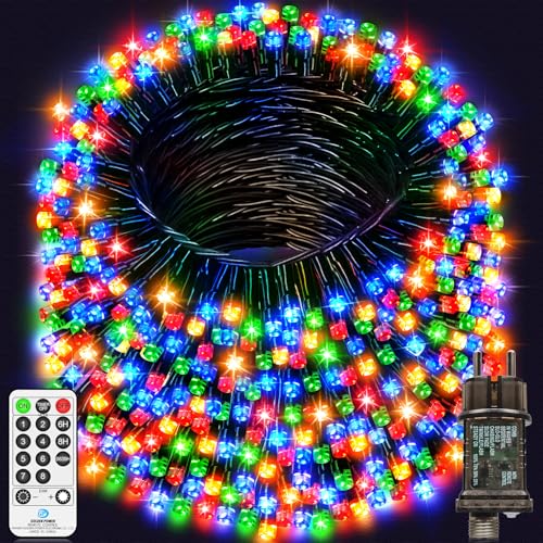 1800 LED Lichterkette Außen Bunt, 54M Weihnachtsbeleuchtung Außen 8 Modi mit Timer Lichterkette Outdoor Schwarzes Kabel IP44 Wasserdicht Lichterkette...