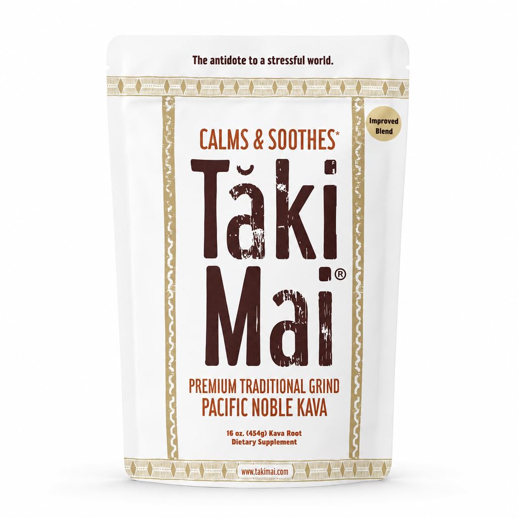 Taki Mai Noble Kava Kava Root Powder 16oz – Authentic Traditional Grind, Natürliche Erholung, Restvolle Nächte und ruhige Rituale, 100% reine Noble Kava