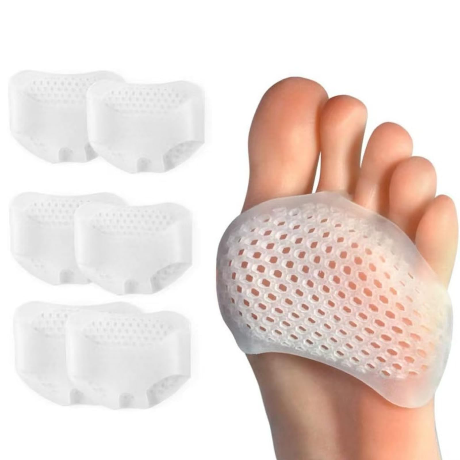 Jorakie Metatarsal Pads for Women – Ball of Foot Cushions for Pain Relief & Support, Soft Silicone Gel Pads with Air Holes, Comfortable Shoe Inserts