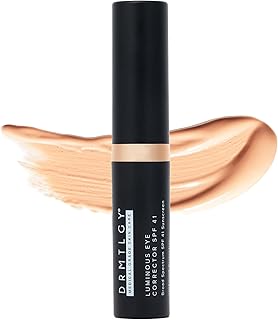 DRMTLGY Corrector de ojos luminoso SPF 41, corrector de color debajo de los ojos para ojeras, crema para ojos teñida antienvejecimiento, suero hidratante para ojos con tono melocotón apto para FSA/HSA