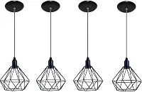 Luminarias Pendente Aramado Modelo Lustres Diamante Kit com 04 (Preto)