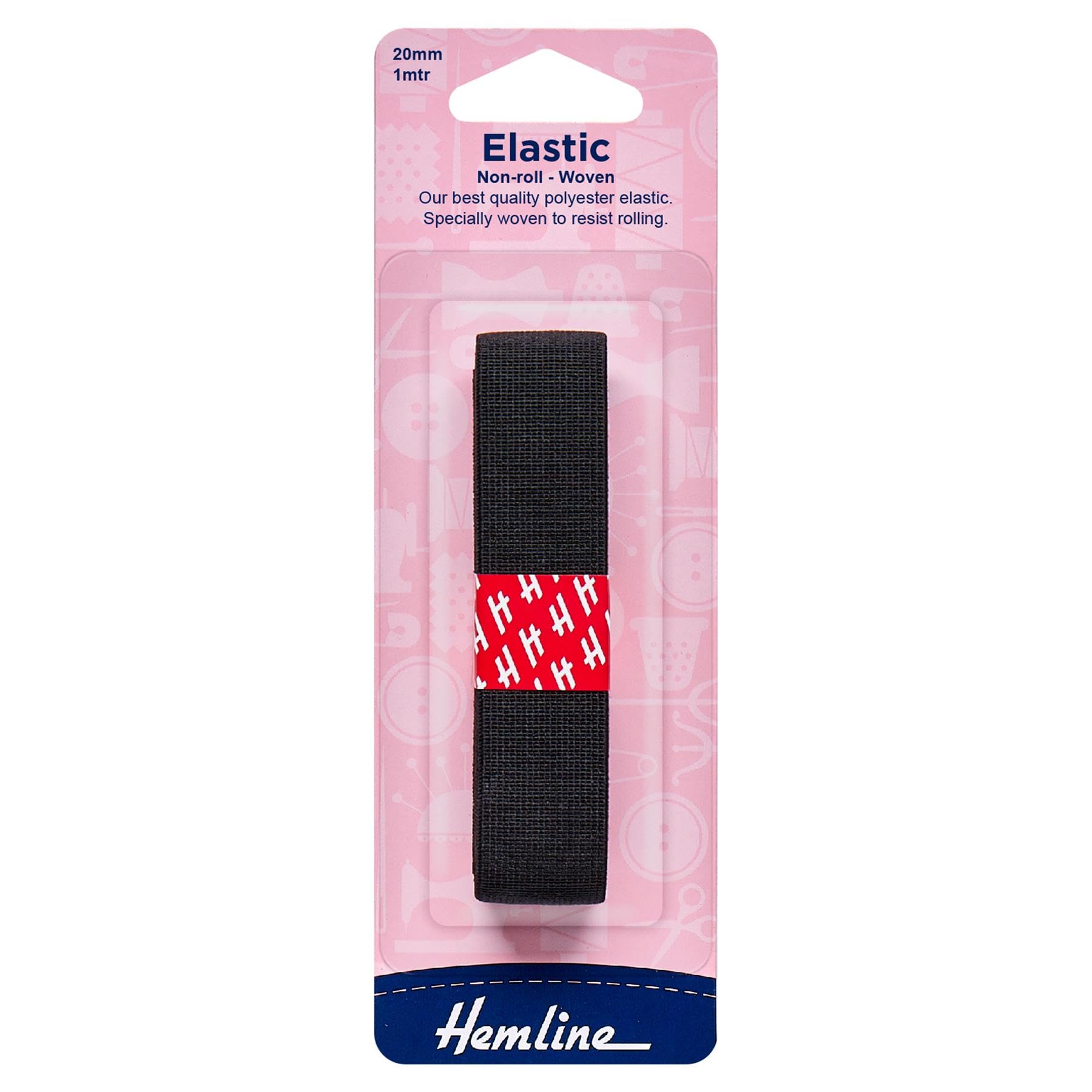 Hemline Black Non Roll Elastic, 1Mx20mm