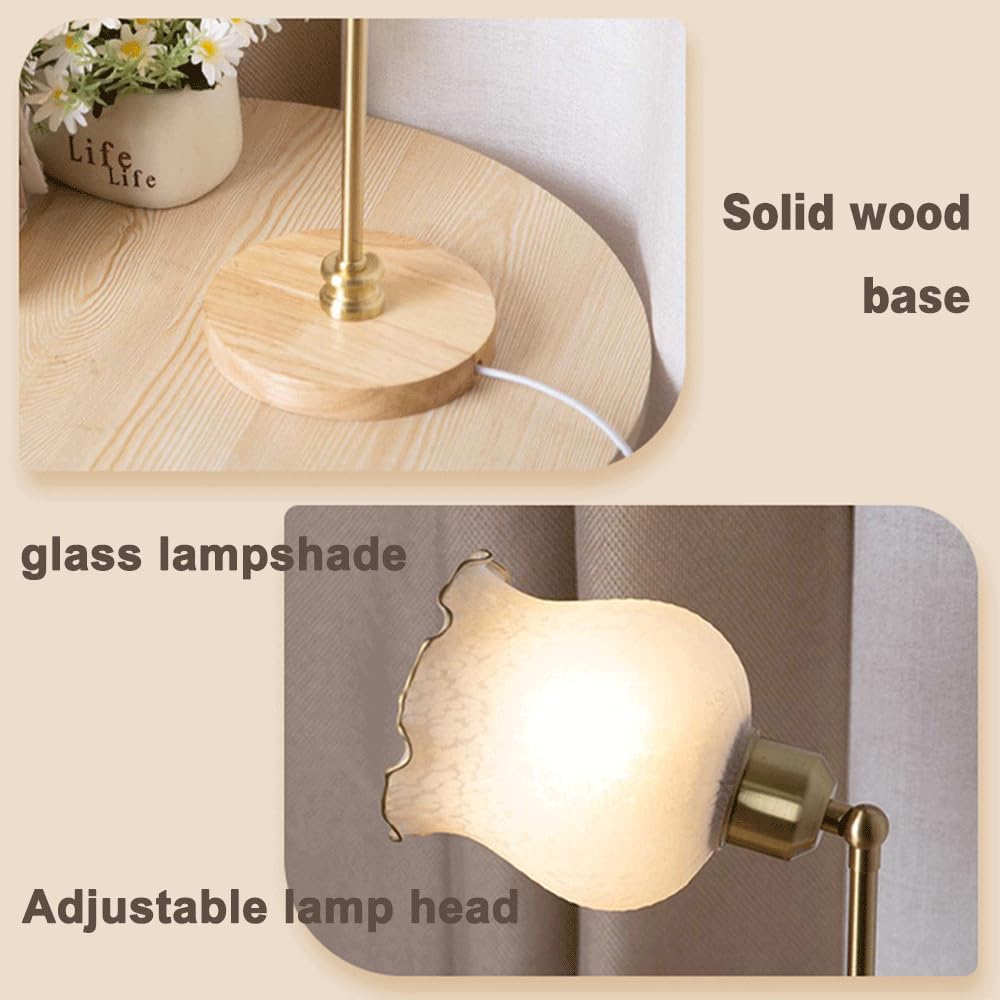 Lampada da scrivania per ufficio domestico, Lampada da tavolo ad angolo regolabile con luce di lettura per ufficio da comodino, Lampade da comodino E27 Design a forma di fiore Ornamenti per la